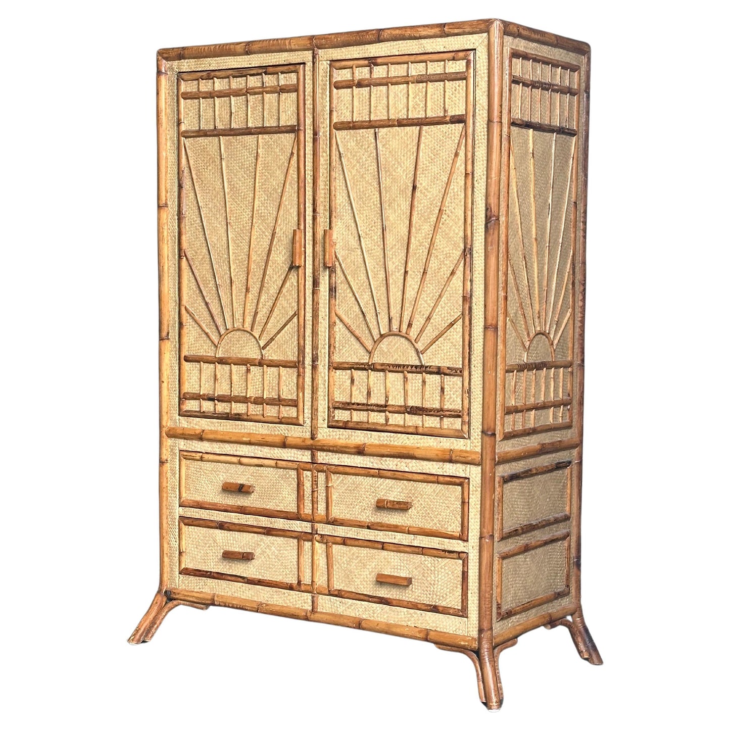 Frisman Vintage Vintage Bamboo and Grass Cloth Dresser / Armoire