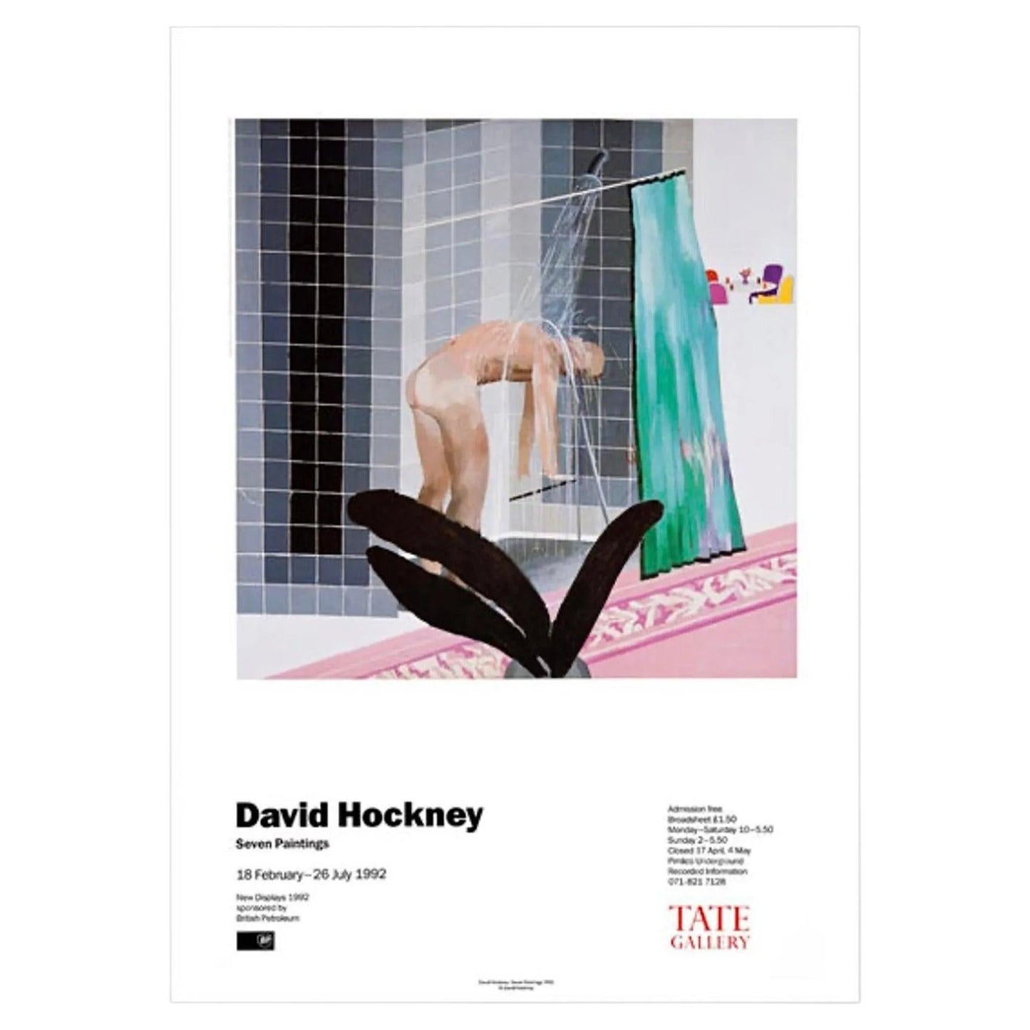 Frisman Vintage Original Vintage David Hockney Man in Shower Beverly Hills Exhibition Poster