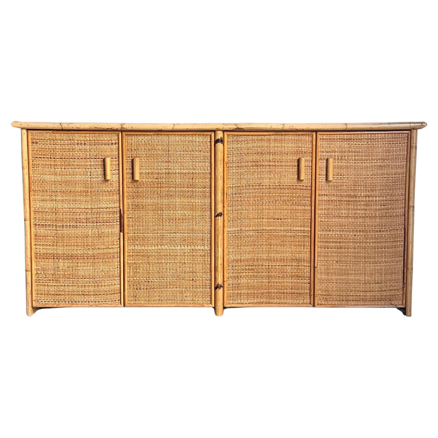 Frisman Vintage Vintage British Colonial Style Bamboo and Cane Sideboard