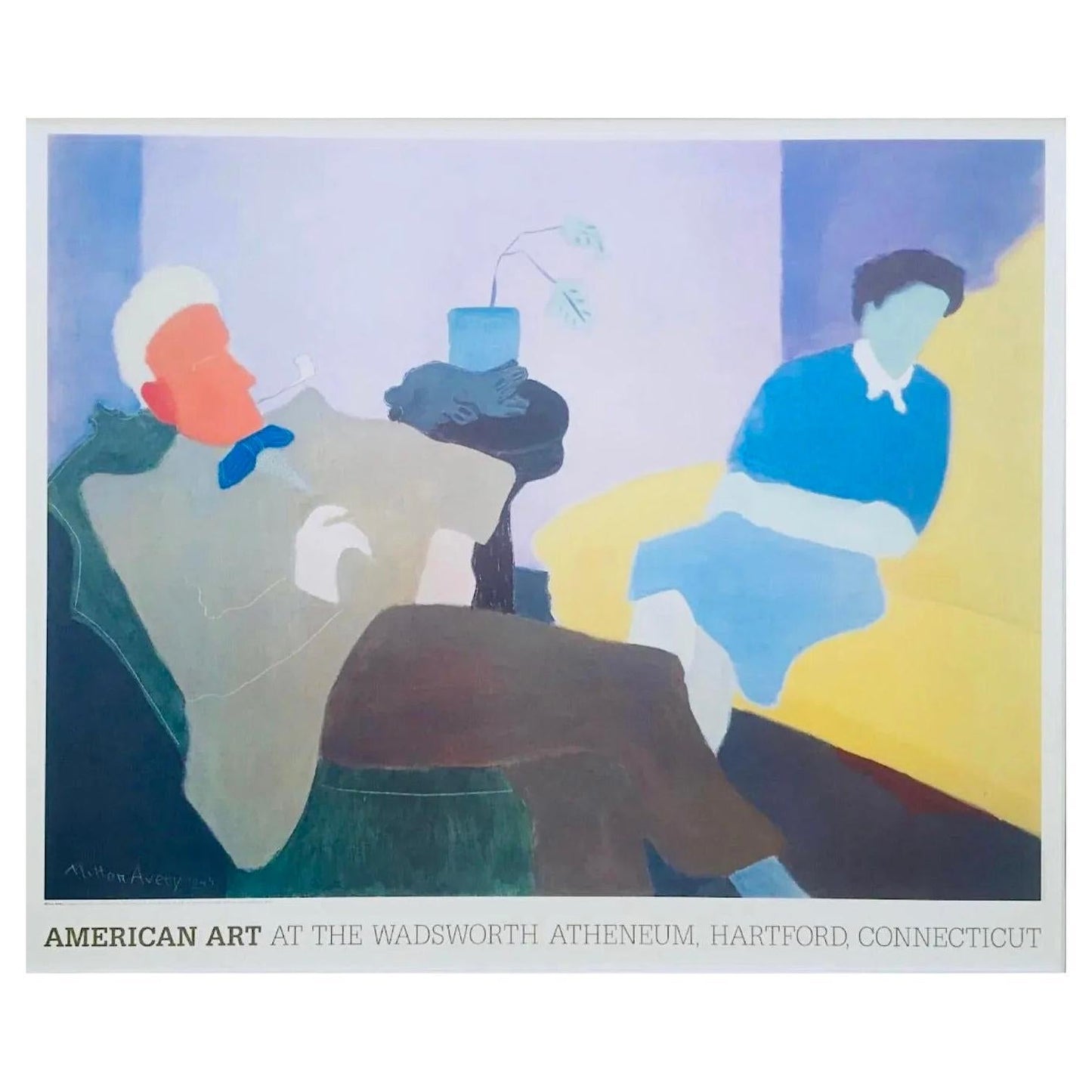 Frisman Vintage 80s Vintage Original Milton Avery Husband and Wife Exhibition Lithograph Poster
