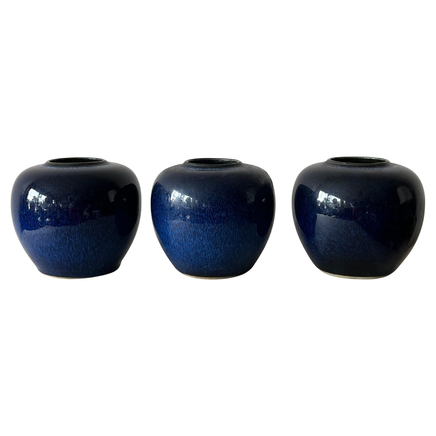 Frisman Vintage A Group Of Three Vintage Japanese Cobalt Blue Vases ca' 1950's