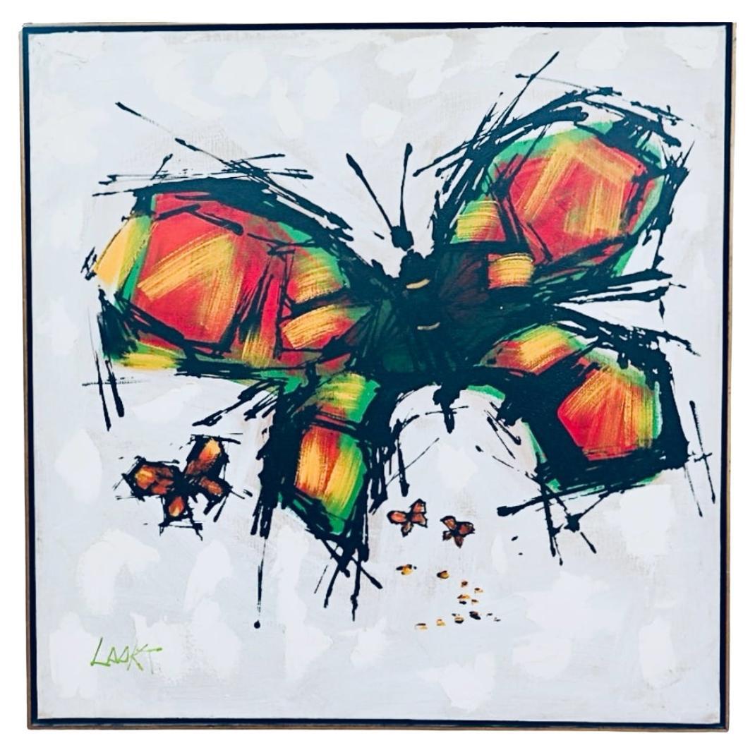 Frisman Vintage Vintage Abstract Mid Century Modern Lee Reynolds insp Oil Butterfly Painting