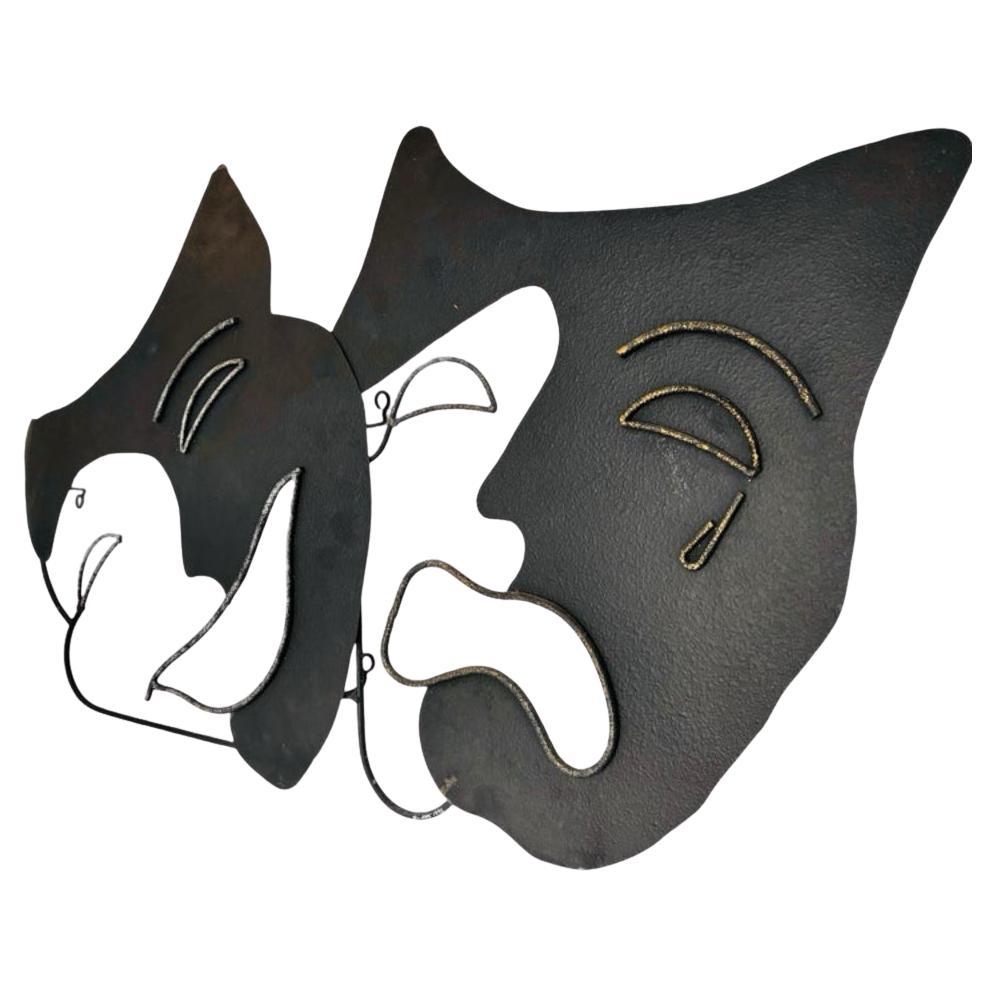 Frisman Vintage Vintage C. Jere Metal Modern Comedy & Tragedy Masks Wall Art Sculpture