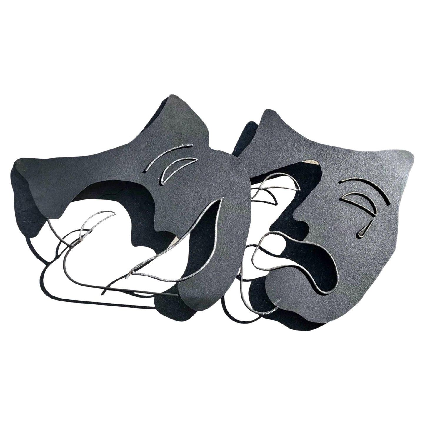 Frisman Vintage Vintage C. Jere Metal Modern Comedy & Tragedy Masks Wall Art Sculpture