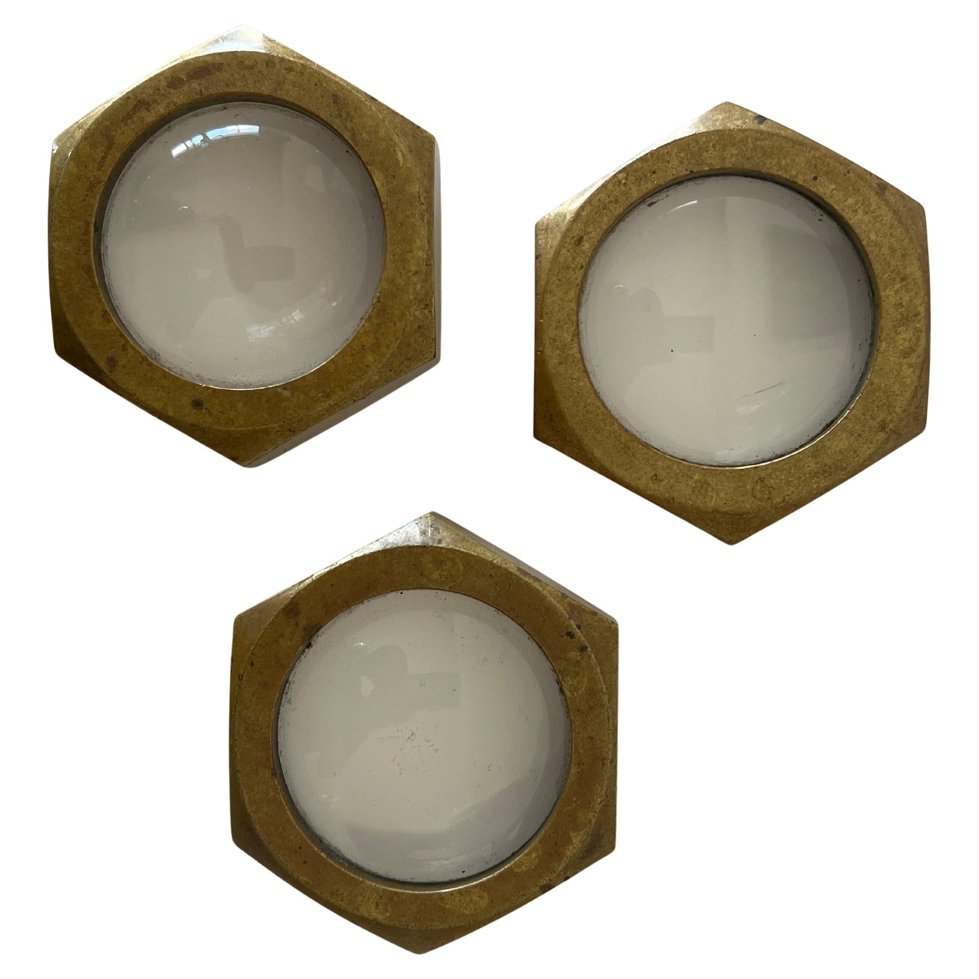 Frisman Vintage Vintage Carl Aubock Set of Three Magnifying Glass Paperweights ca' 1950's