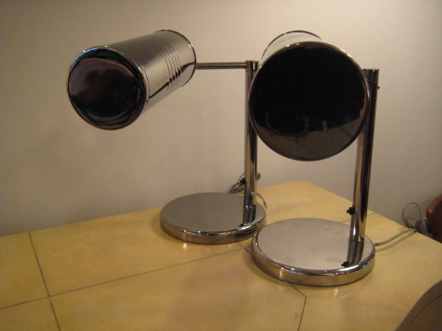 Frisman Vintage A Pair of Desk Lamps by Nessen in Nickel