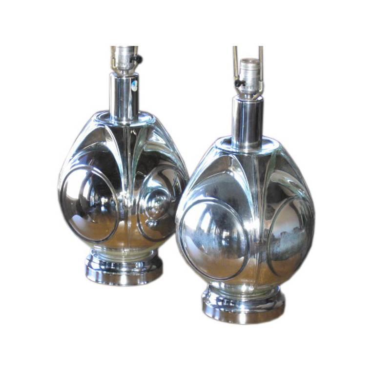 Frisman Vintage Pair of Architectural Mercury Glass Lamps