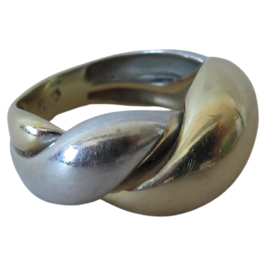 Frisman Vintage Le Gi Italy Twist Yellow White Gold Ring 14K