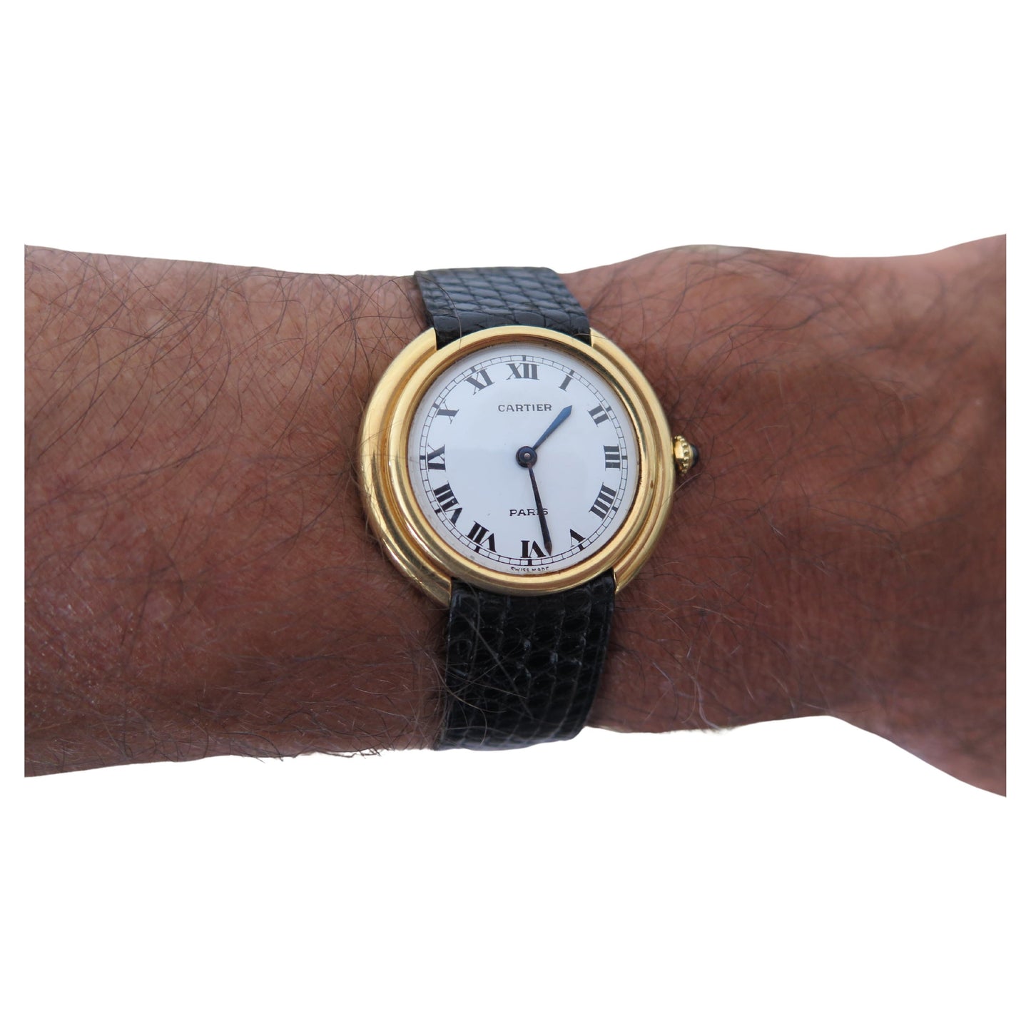 Frisman Vintage Cartier Paris Vendome Large Automatic Original Deployant Buckle Ca' 1970's