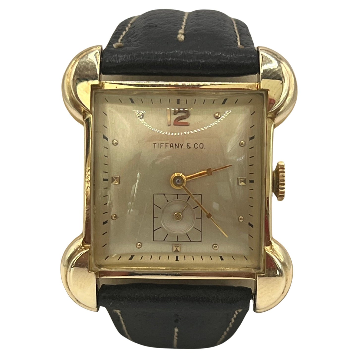 Frisman Vintage Tiffany & Co Mathey-Tissot 14k Gold Heavy Art Deco Flared Lug Mens Watch