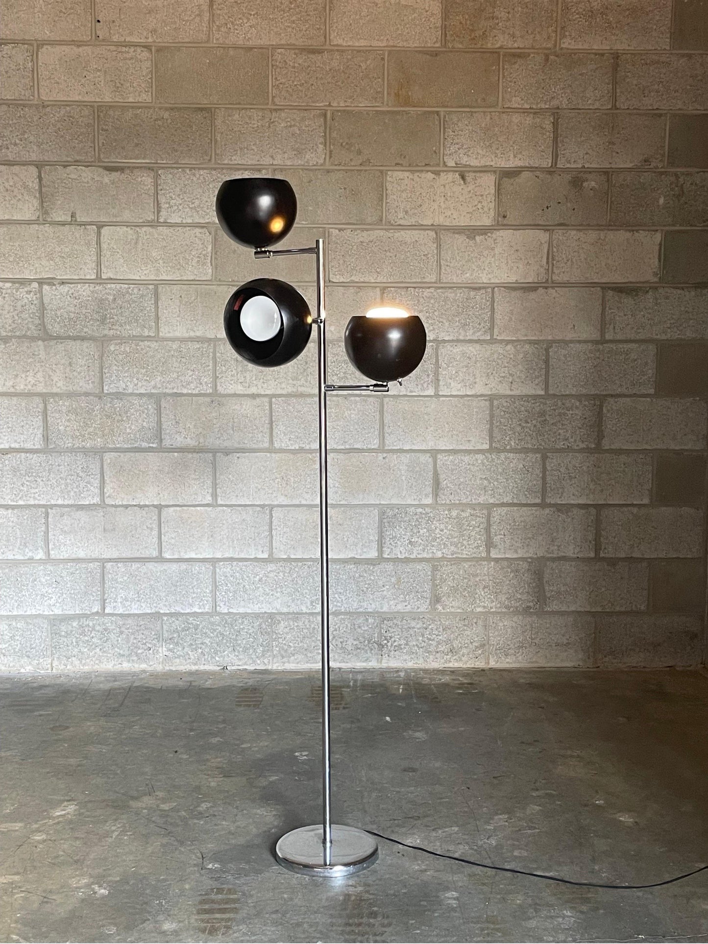Frisman Vintage Koch and Lowy Three Arm, Triennale Style, Floor Lamp