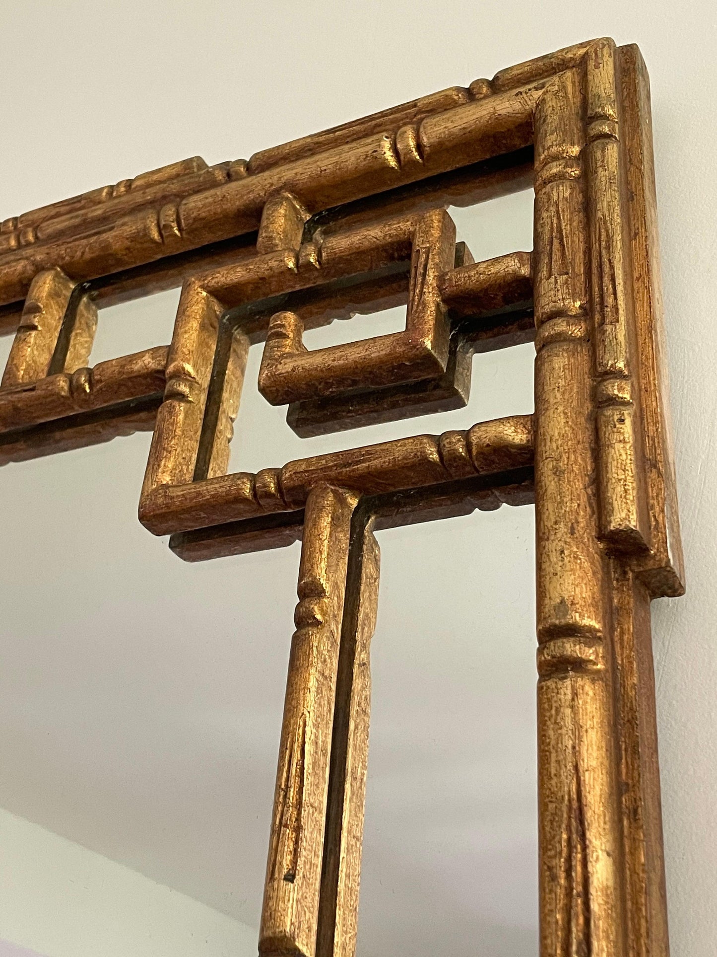 Frisman Vintage Faux Bamboo Mirror with Greek Key, Attributed to La Barge