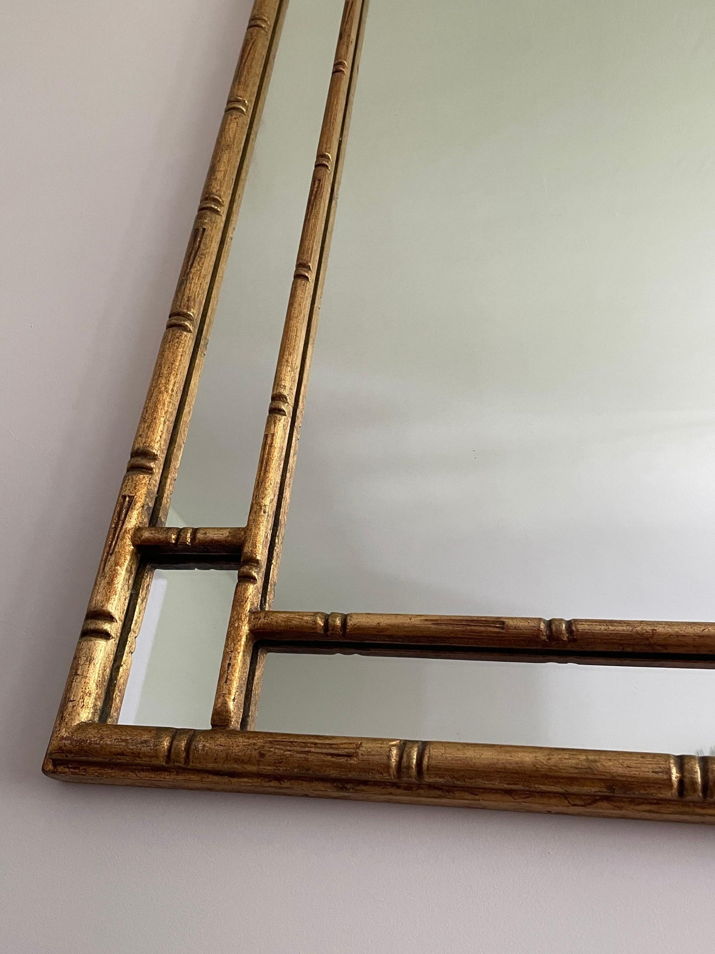 Frisman Vintage Faux Bamboo Mirror with Greek Key, Attributed to La Barge