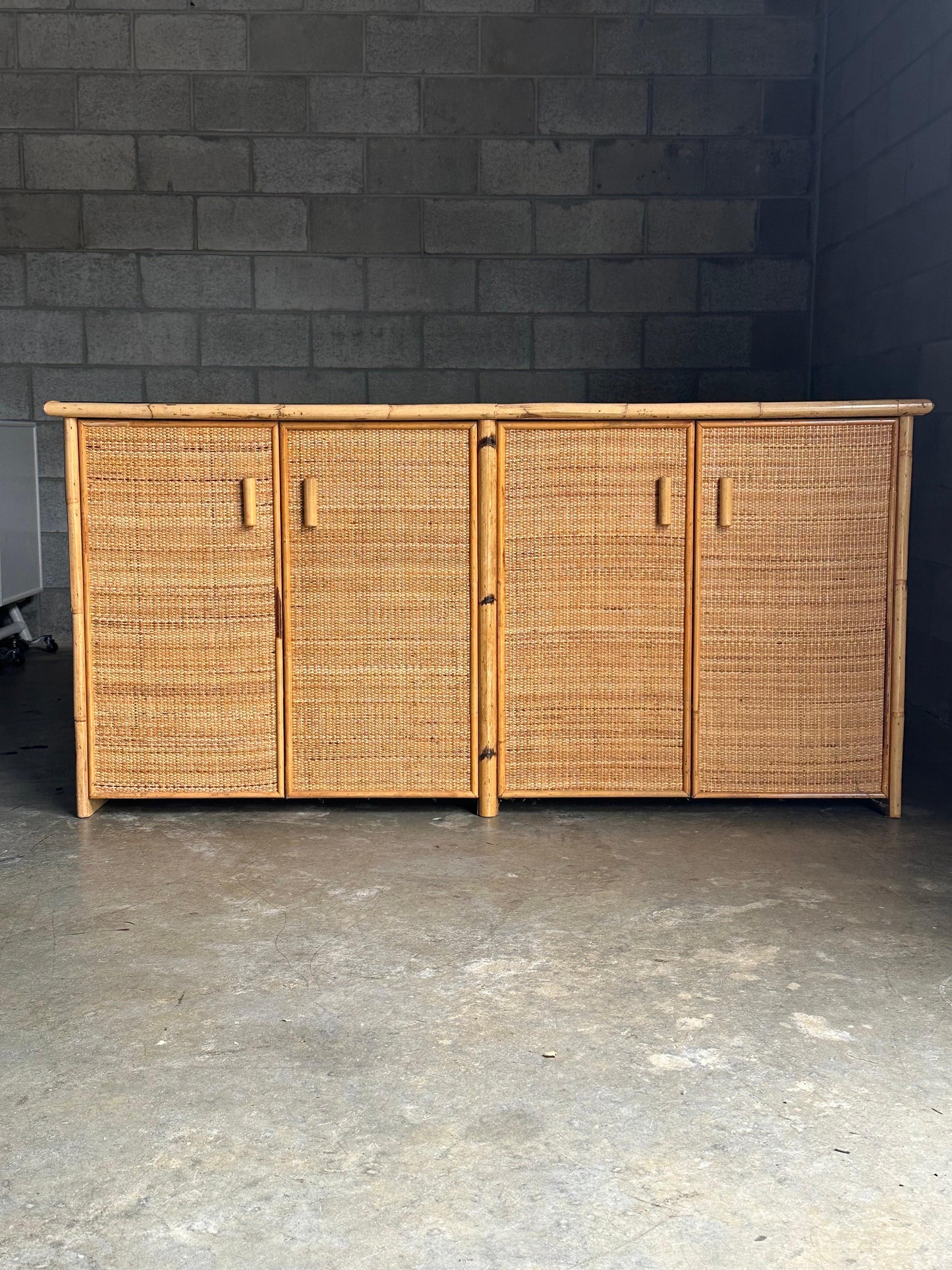 Frisman Vintage Vintage British Colonial Style Bamboo and Cane Sideboard