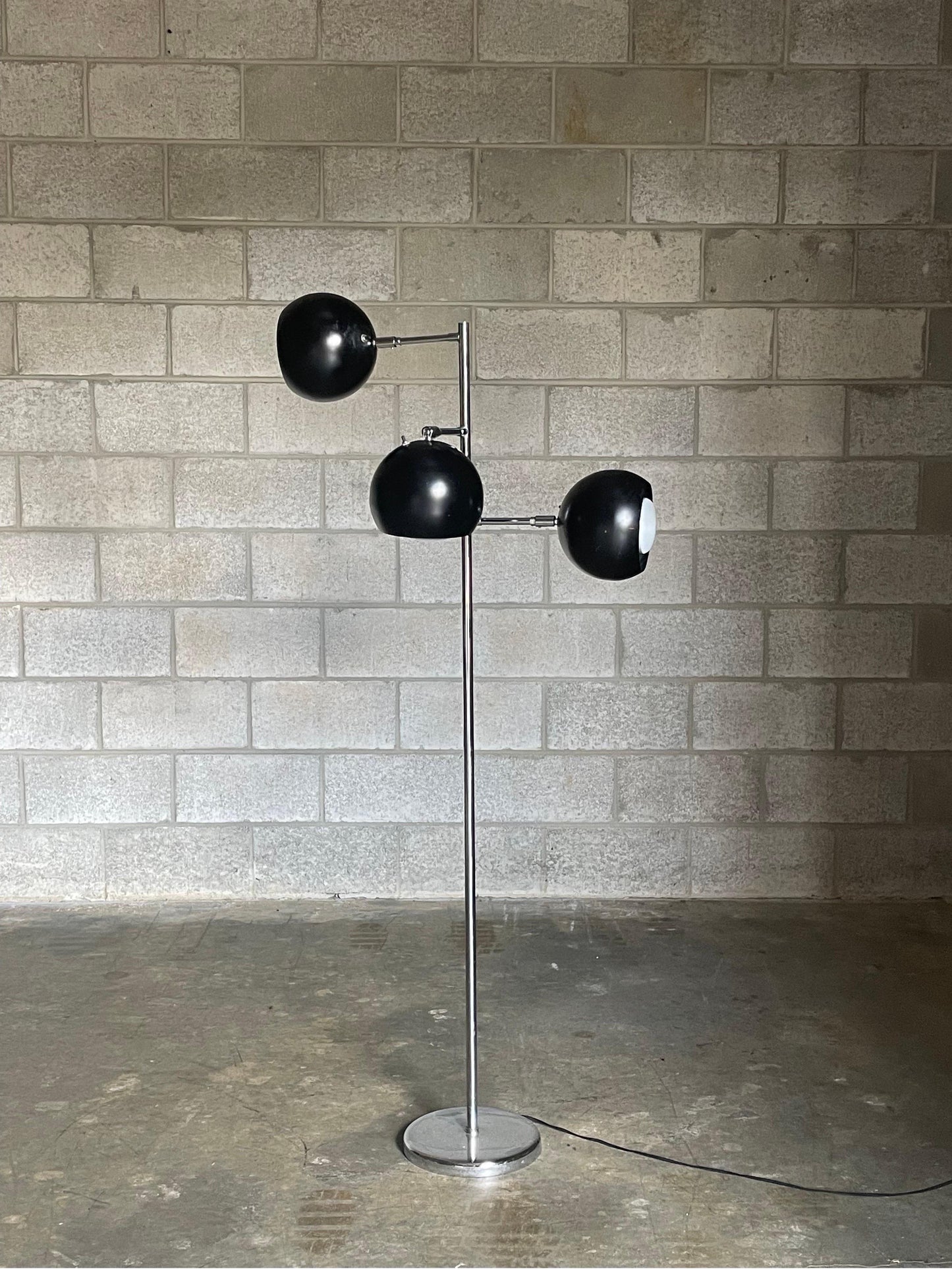 Frisman Vintage Koch and Lowy Three Arm, Triennale Style, Floor Lamp