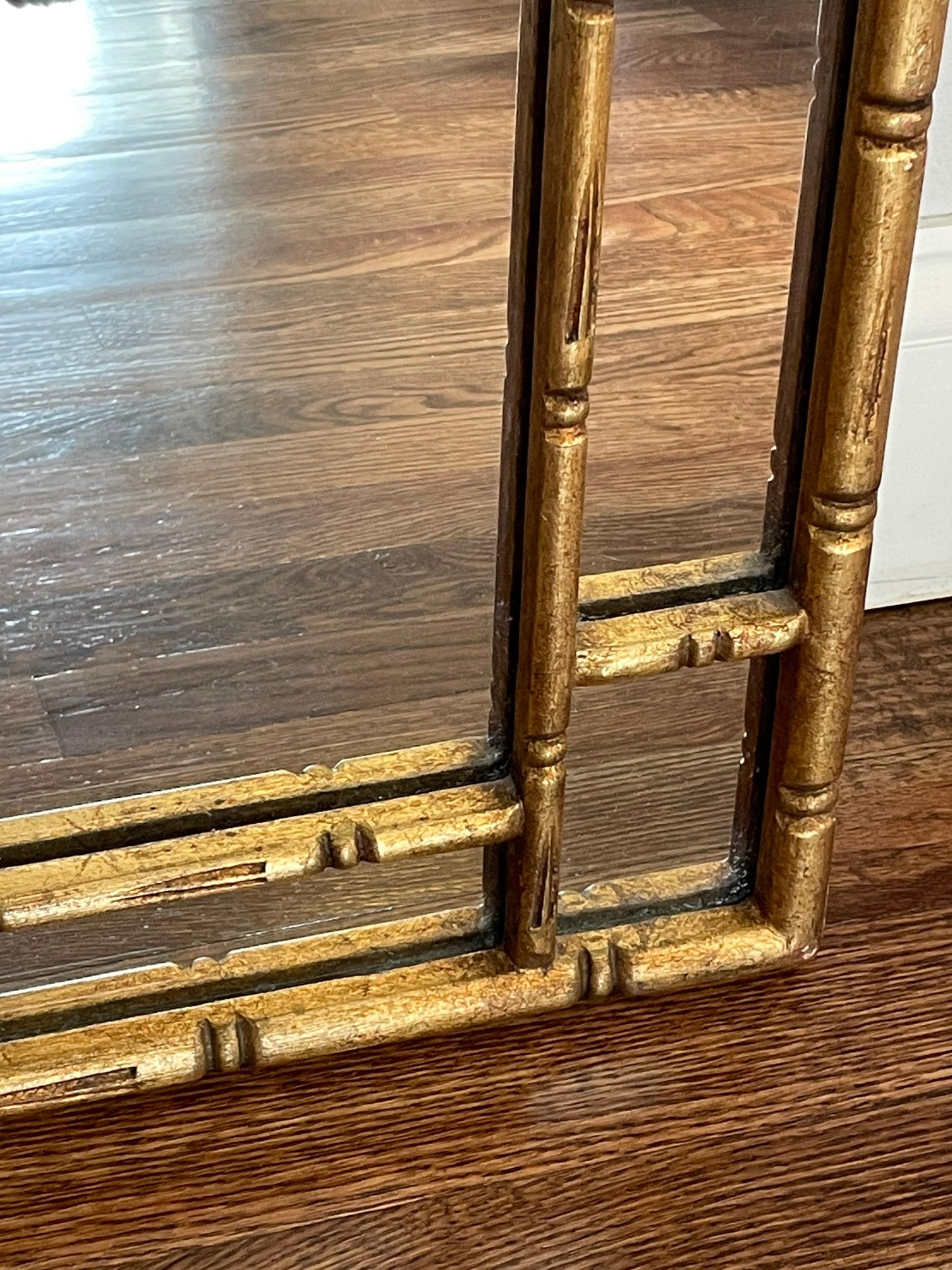 Frisman Vintage Faux Bamboo Mirror with Greek Key, Attributed to La Barge