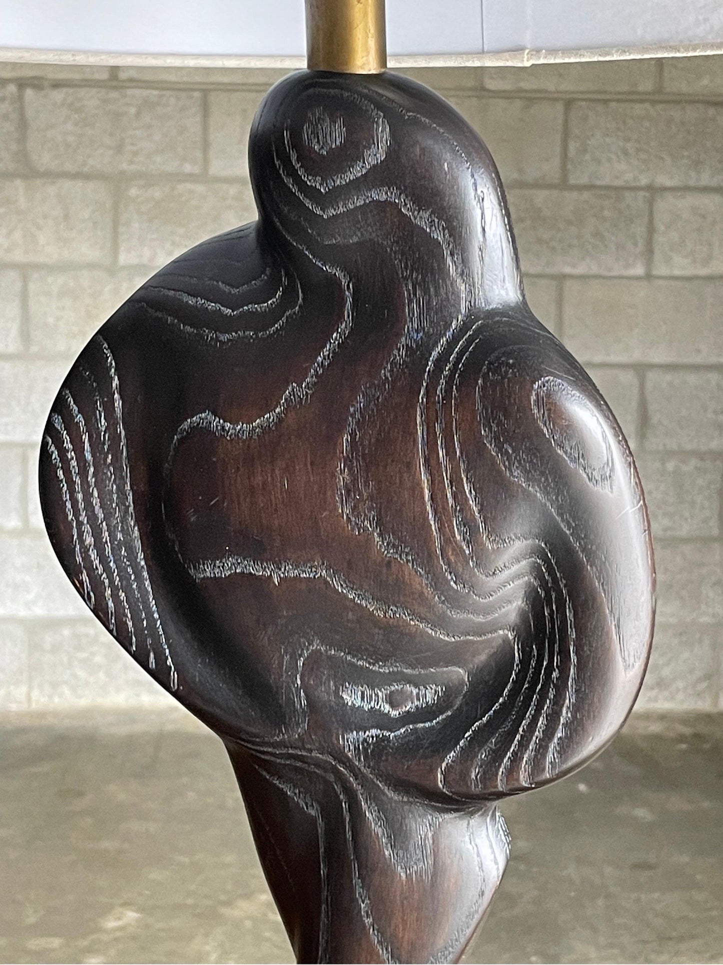 Frisman Vintage Black Cerused Sculptural Table Lamp Attributed to Yasha Heifetz