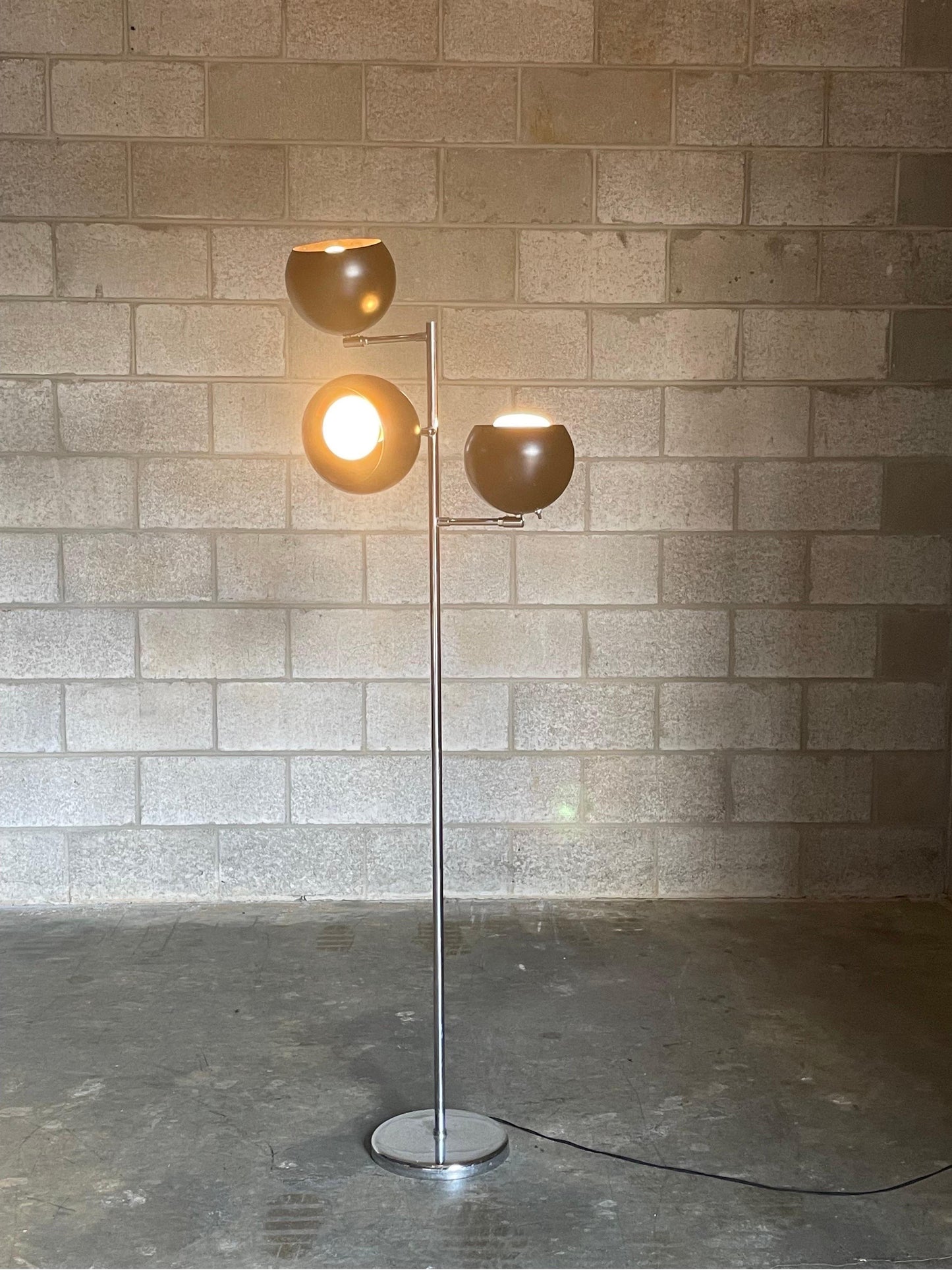 Frisman Vintage Koch and Lowy Three Arm, Triennale Style, Floor Lamp