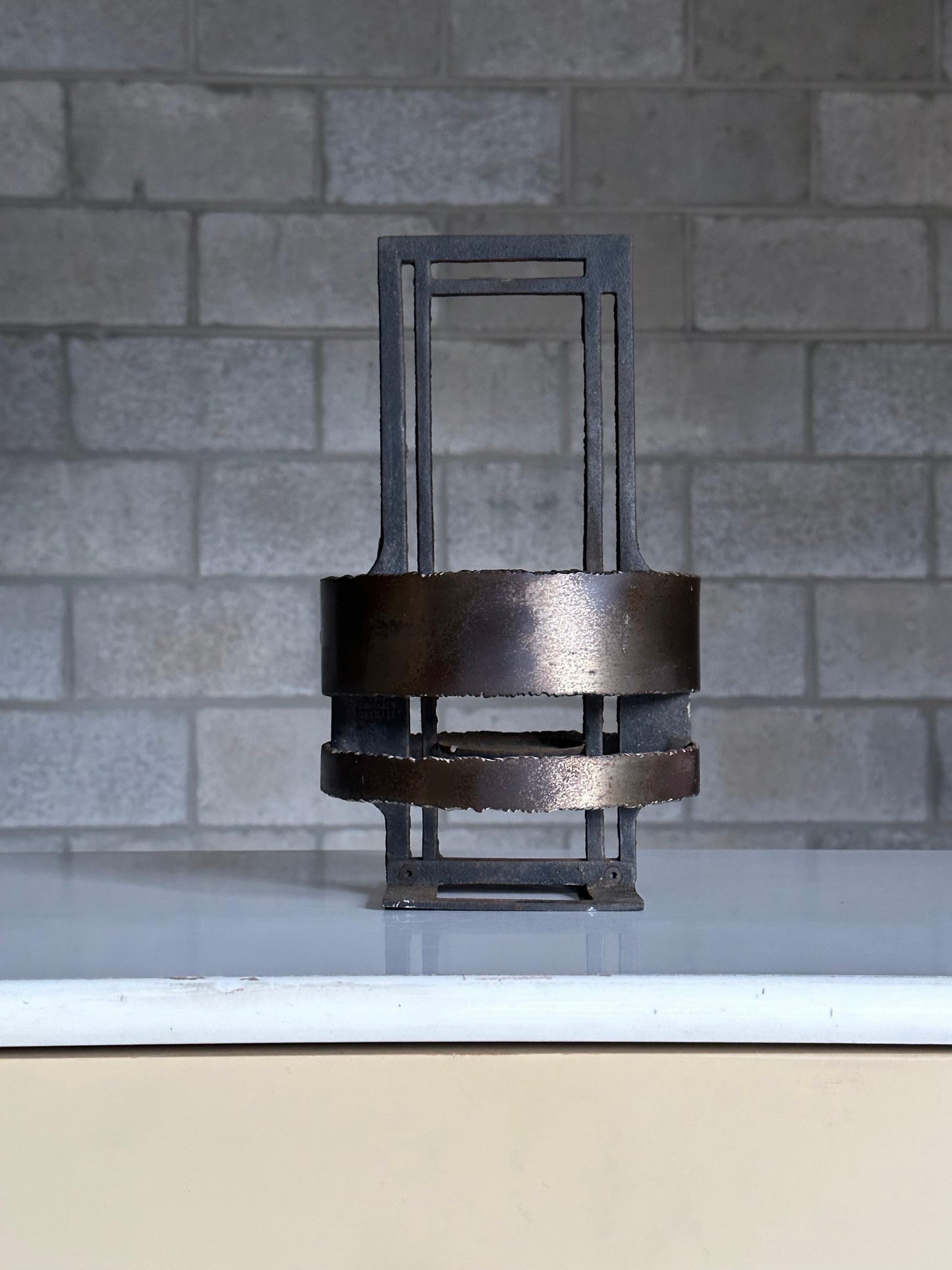 Frisman Vintage Poul Havgaard Brutalist Candle Holder in Iron and Steel