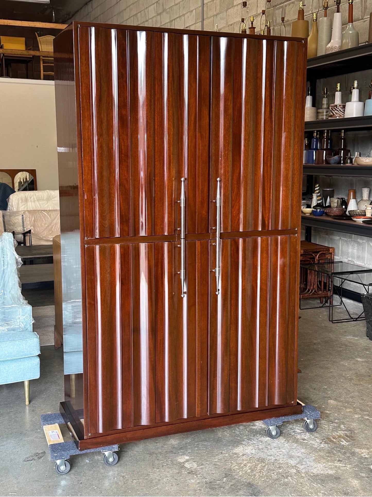 Frisman Vintage Tommi Parzinger Tall Illuminated Bar Cabinet for Parzinger Originals