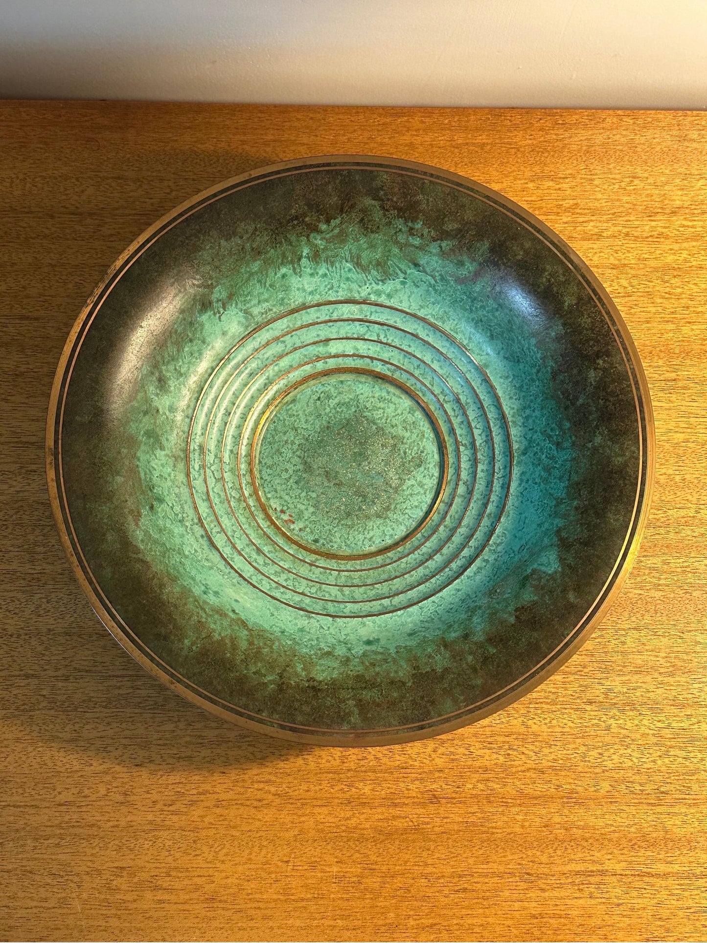 Frisman Vintage Vintage Patinated Bronze Low Bowl, Sweden, 1960s
