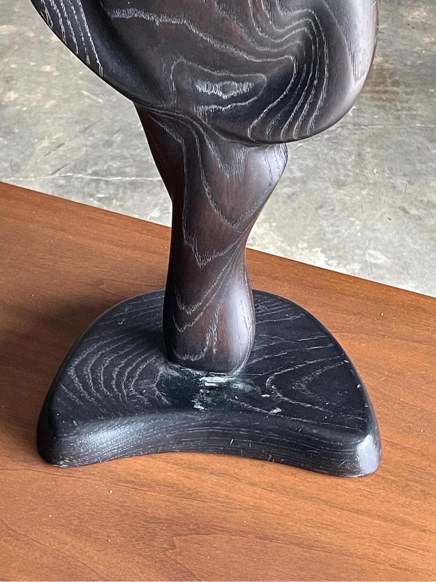 Frisman Vintage Black Cerused Sculptural Table Lamp Attributed to Yasha Heifetz