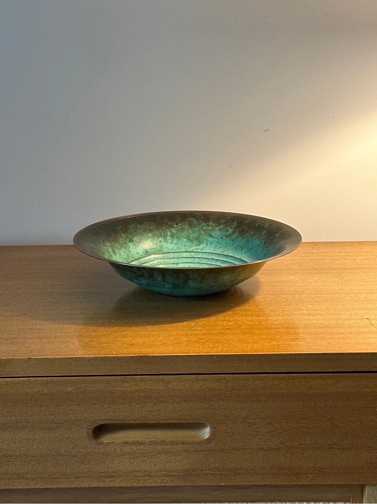 Frisman Vintage Vintage Patinated Bronze Low Bowl, Sweden, 1960s