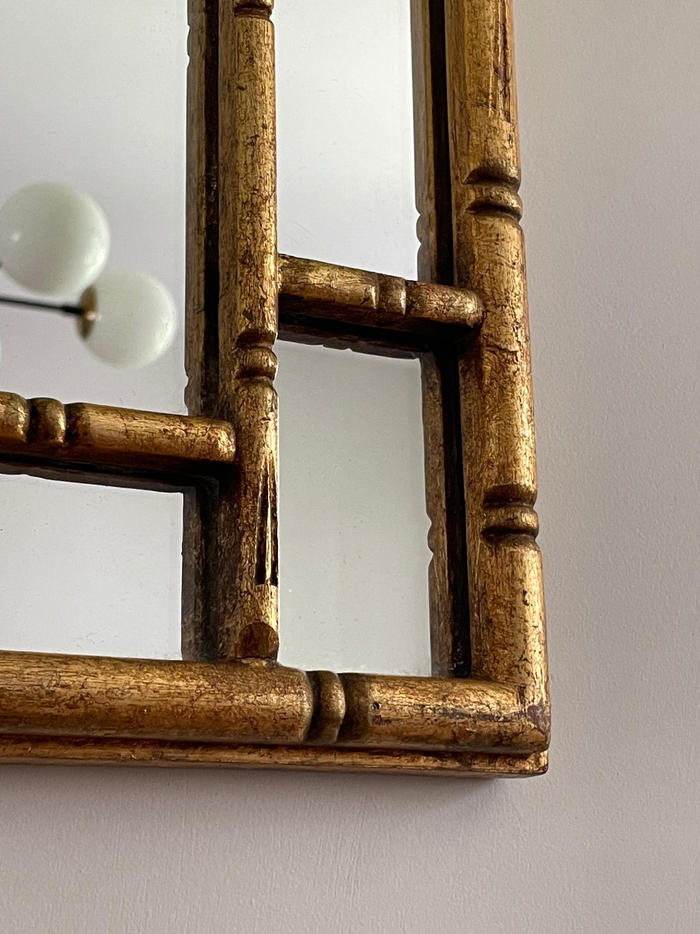 Frisman Vintage Faux Bamboo Mirror with Greek Key, Attributed to La Barge