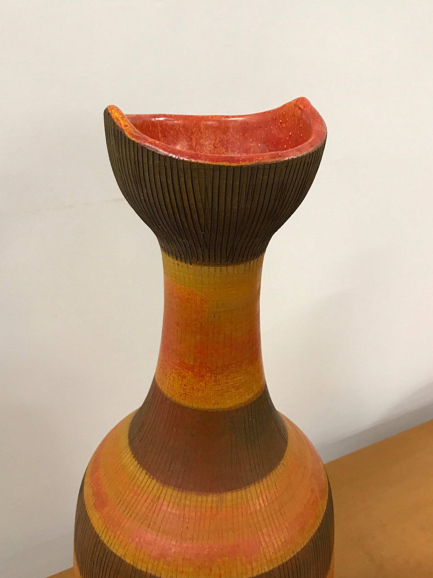 Frisman Vintage Rare Aldo Londi for Bitossi Floor Vase, Italian Ceramic