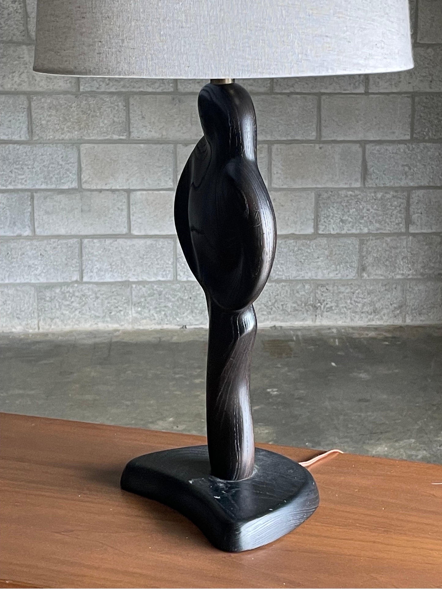 Frisman Vintage Black Cerused Sculptural Table Lamp Attributed to Yasha Heifetz