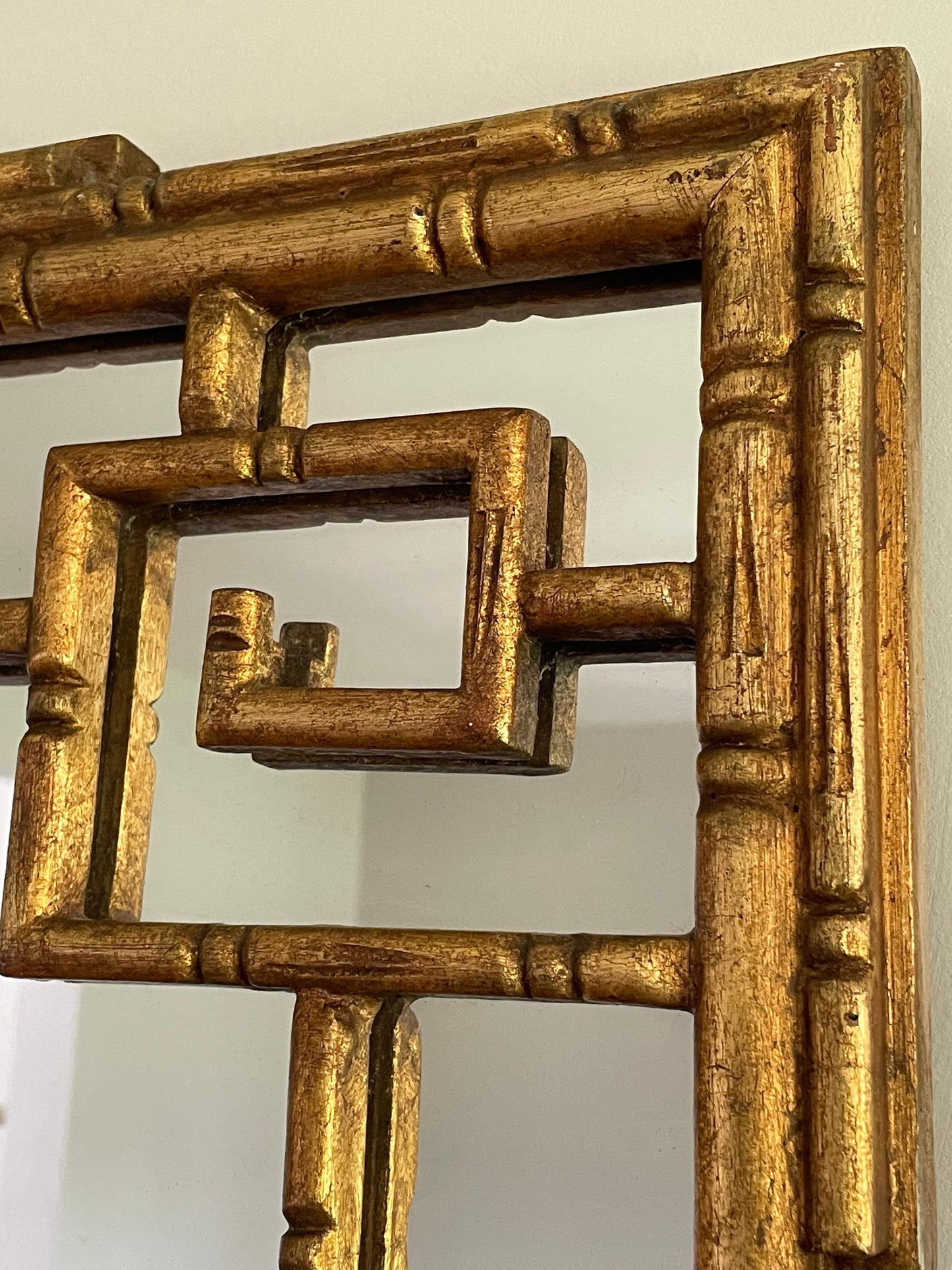 Frisman Vintage Faux Bamboo Mirror with Greek Key, Attributed to La Barge