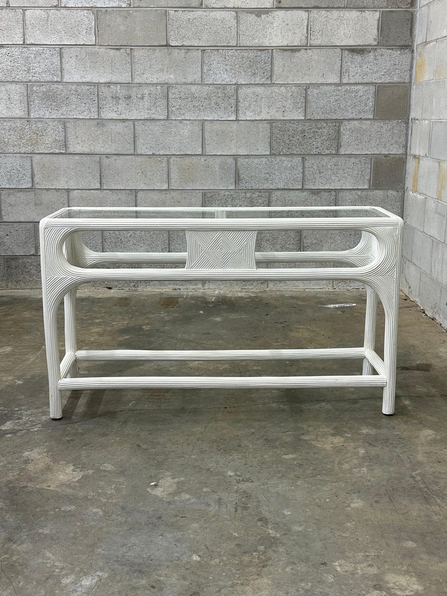 Frisman Vintage Vintage Coastal Pencil Reed Console Table