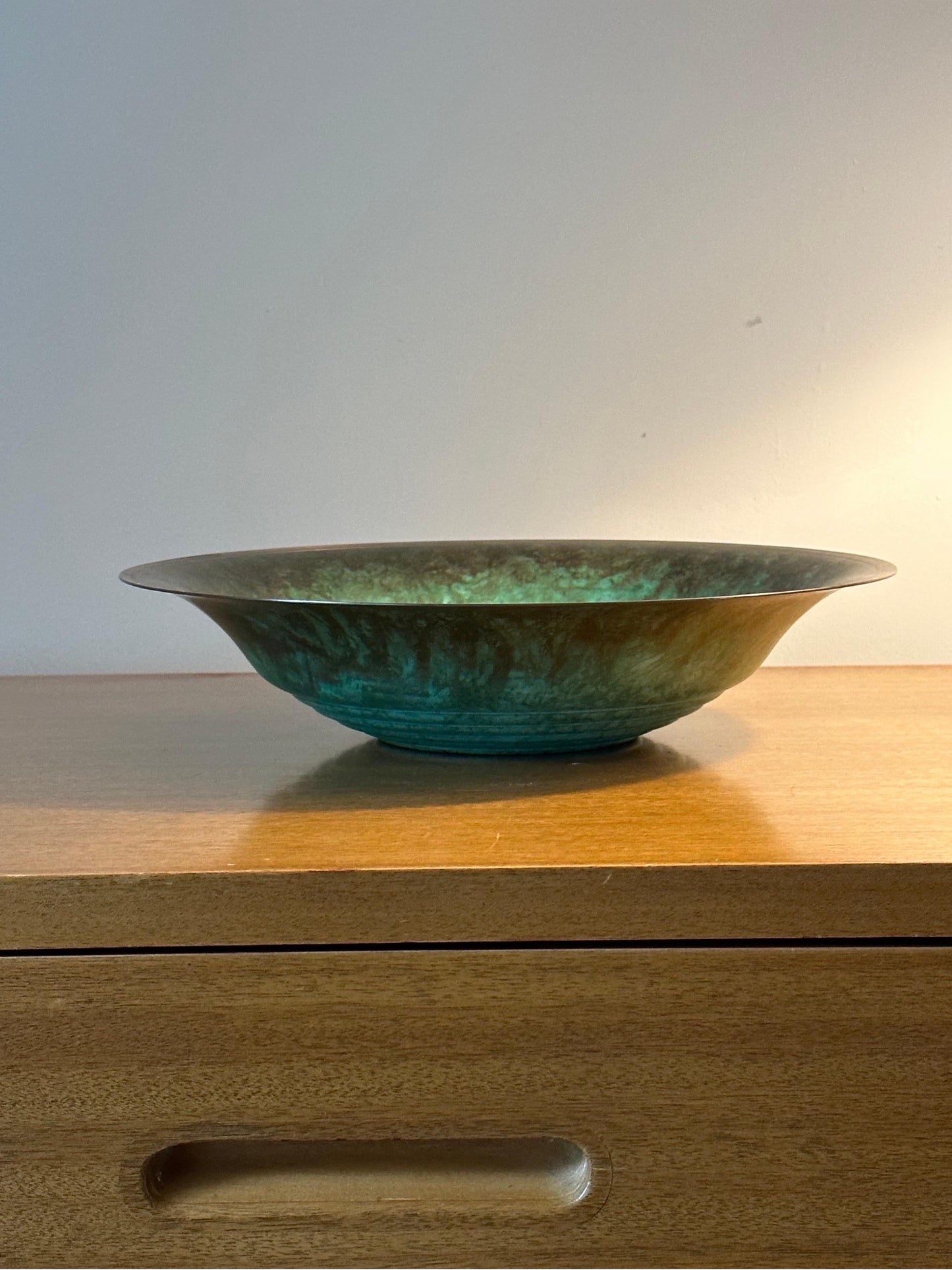 Frisman Vintage Vintage Patinated Bronze Low Bowl, Sweden, 1960s