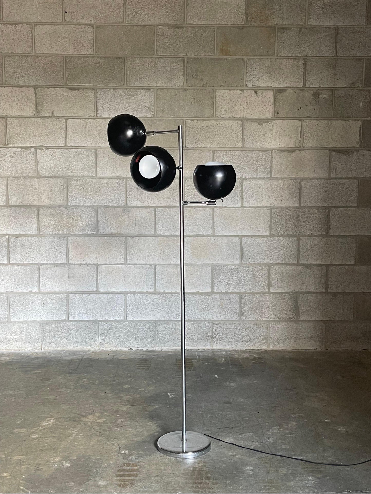 Frisman Vintage Koch and Lowy Three Arm, Triennale Style, Floor Lamp