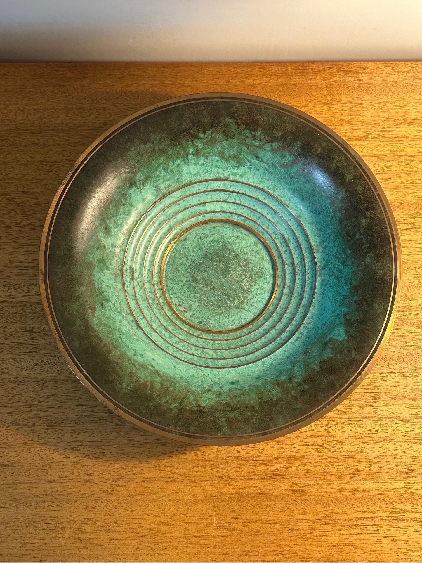 Frisman Vintage Vintage Patinated Bronze Low Bowl, Sweden, 1960s