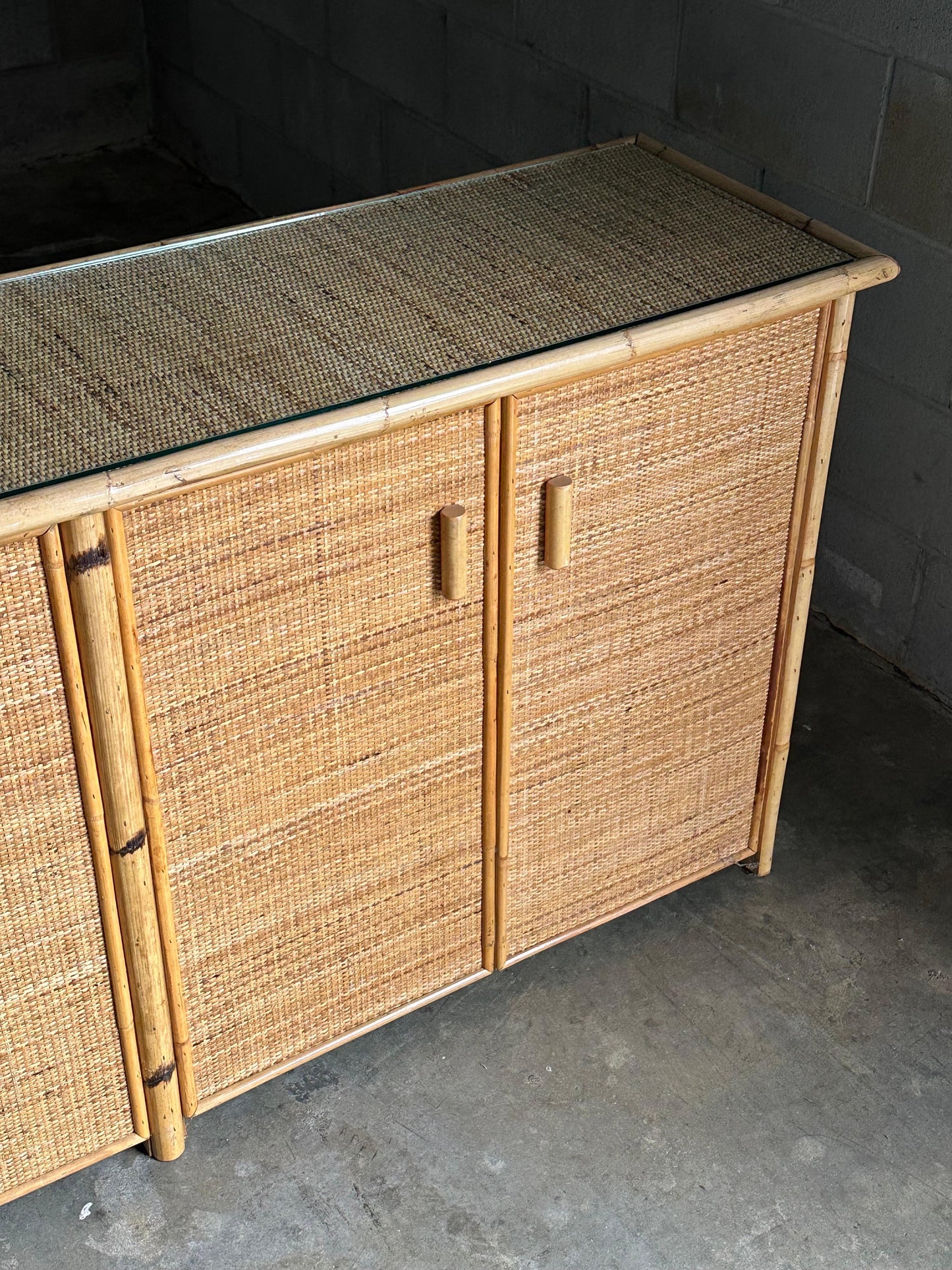 Frisman Vintage Vintage British Colonial Style Bamboo and Cane Sideboard