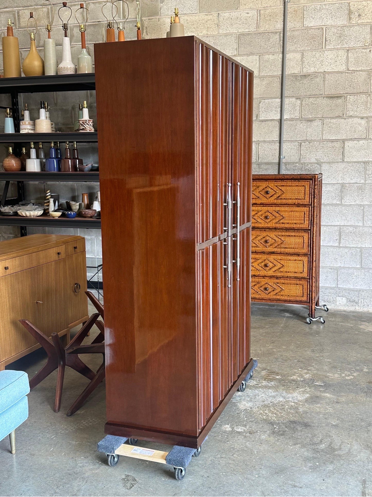 Frisman Vintage Tommi Parzinger Tall Illuminated Bar Cabinet for Parzinger Originals