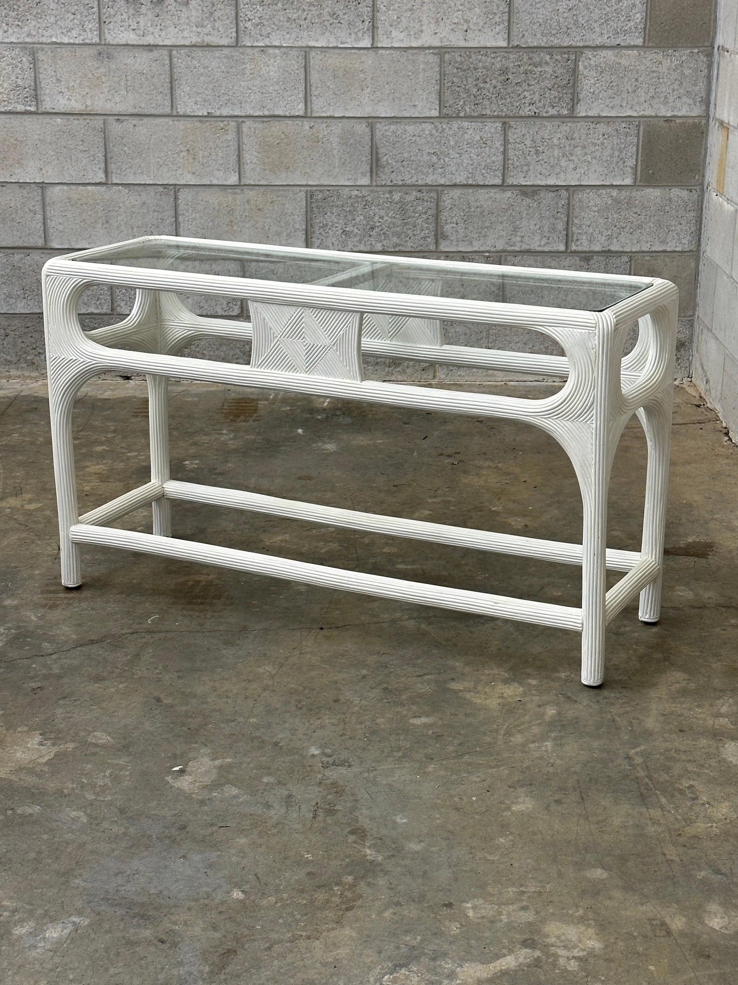 Frisman Vintage Vintage Coastal Pencil Reed Console Table