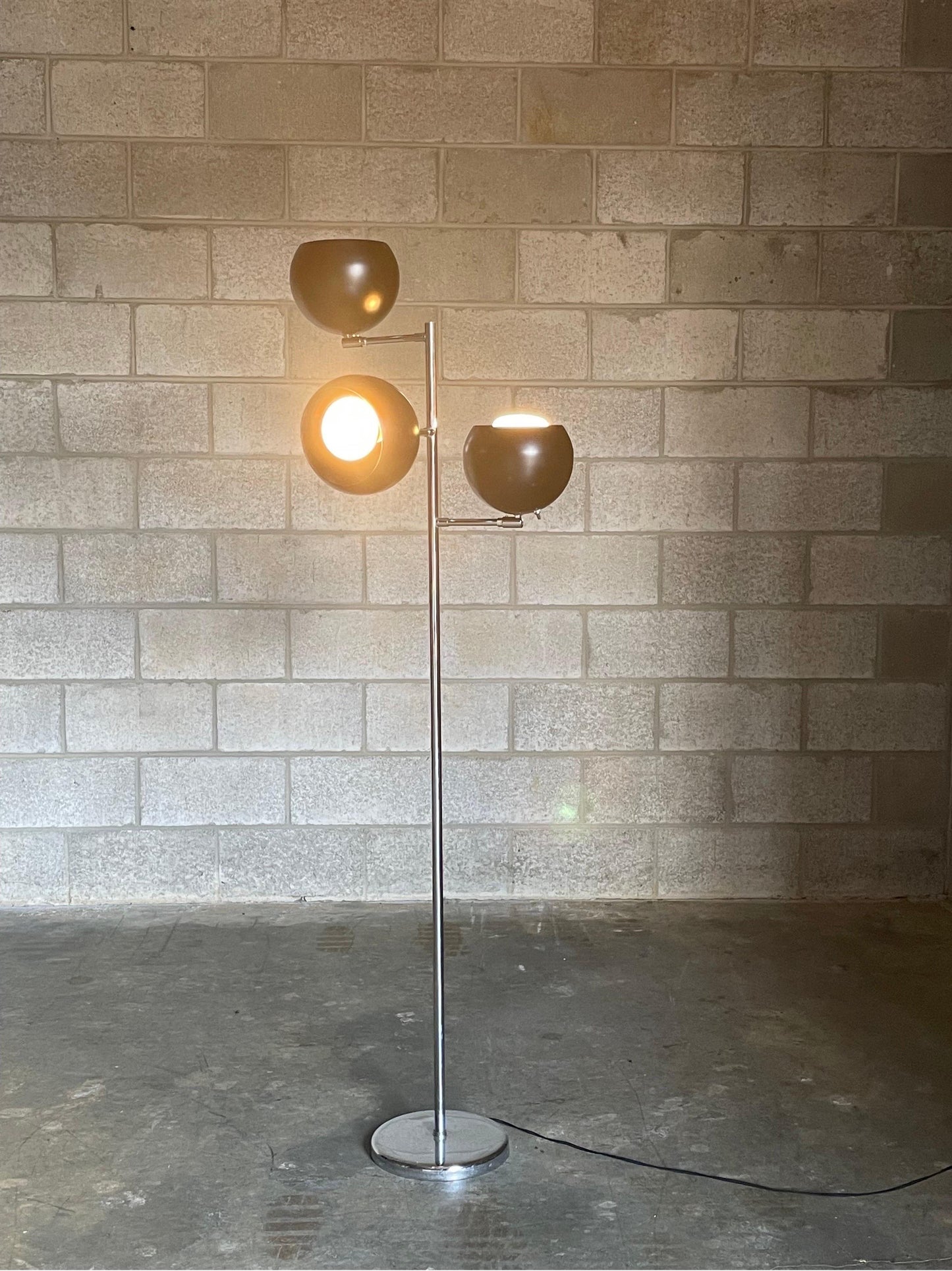 Frisman Vintage Koch and Lowy Three Arm, Triennale Style, Floor Lamp