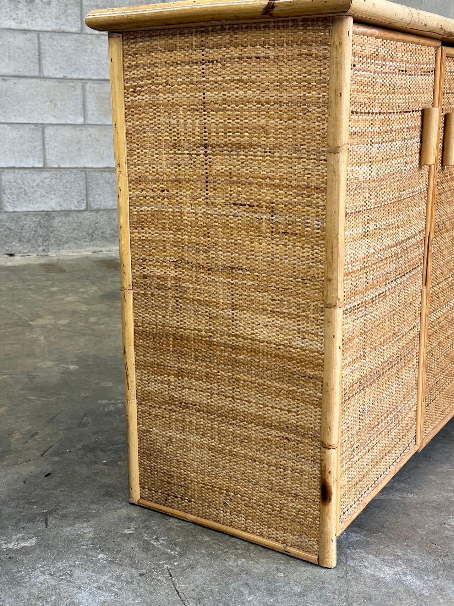 Frisman Vintage Vintage British Colonial Style Bamboo and Cane Sideboard