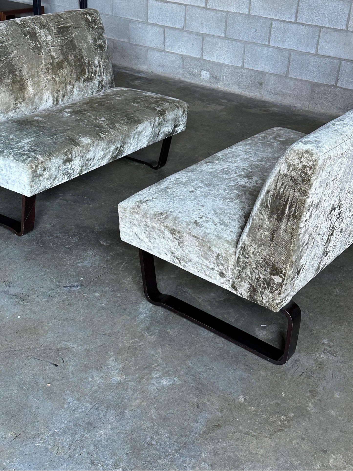 Frisman Vintage Edward Wormley for Dunbar Pair of Armless “Morris” Settees