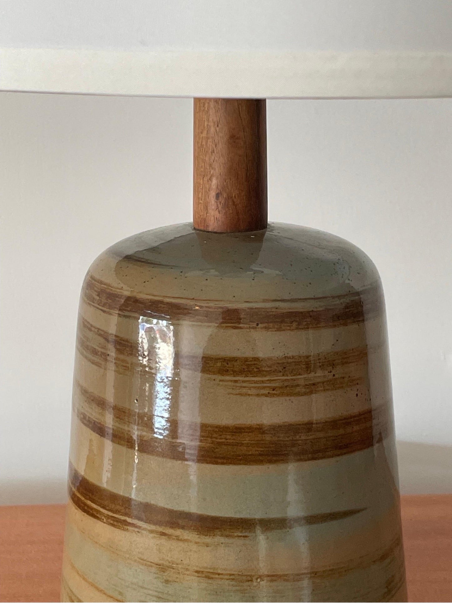 Frisman Vintage Martz Lamp by Jane and Gordon Martz, Ceramic and Walnut
