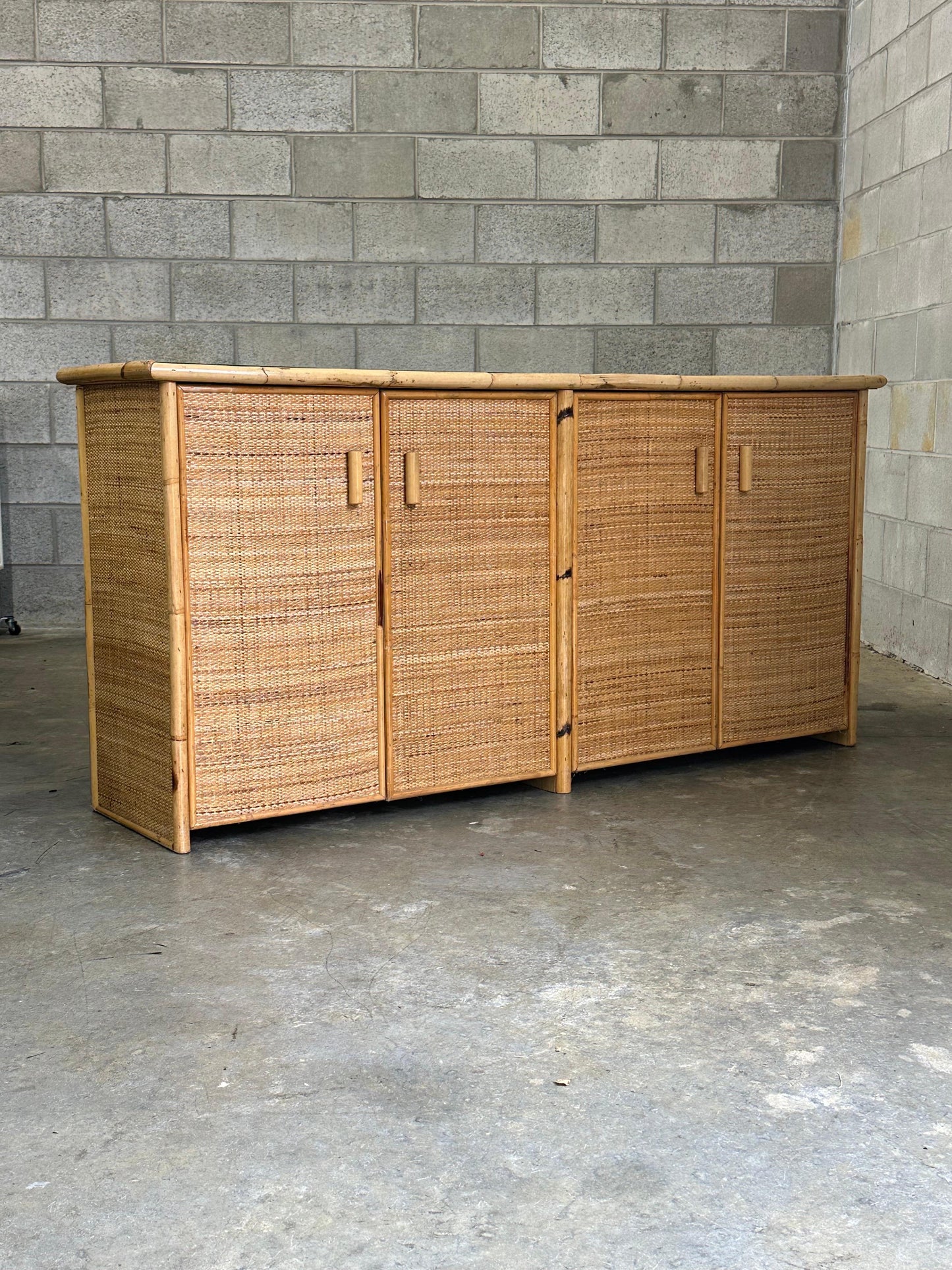 Frisman Vintage Vintage British Colonial Style Bamboo and Cane Sideboard