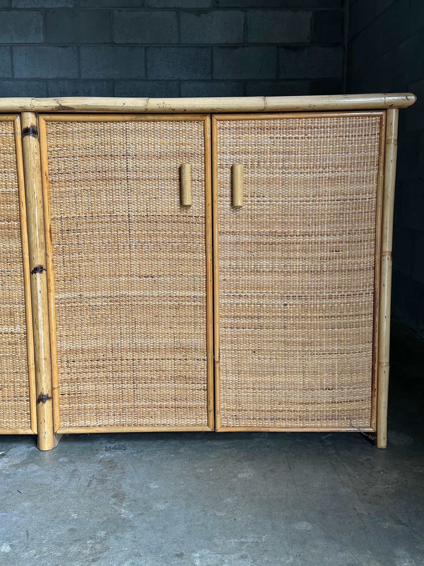 Frisman Vintage Vintage British Colonial Style Bamboo and Cane Sideboard