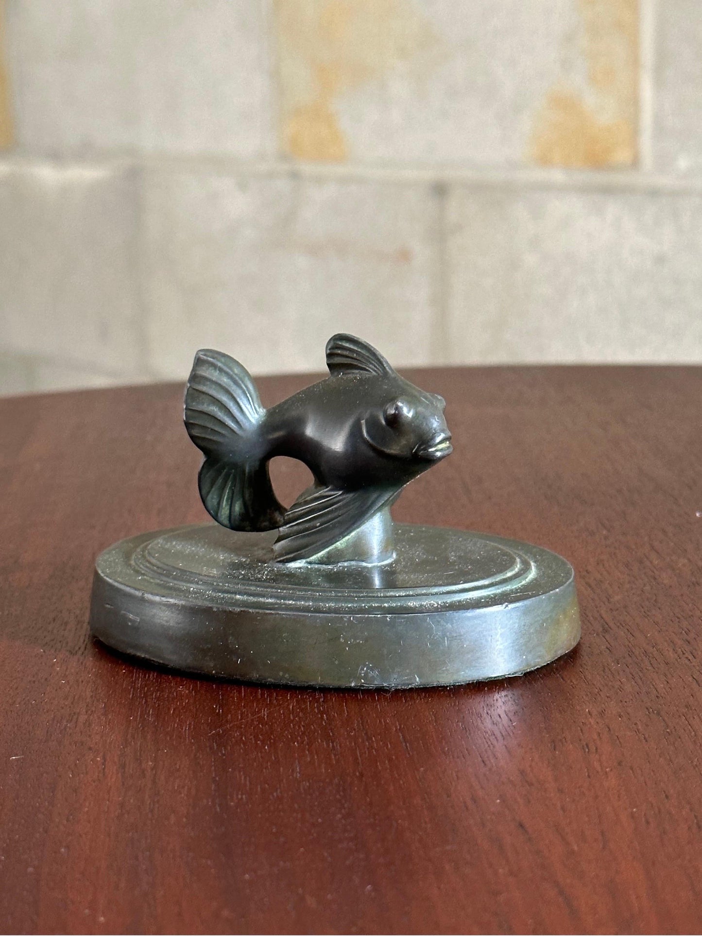 Frisman Vintage Just Andersen Fantail Fish Paperweight, 1930s, Art Deco