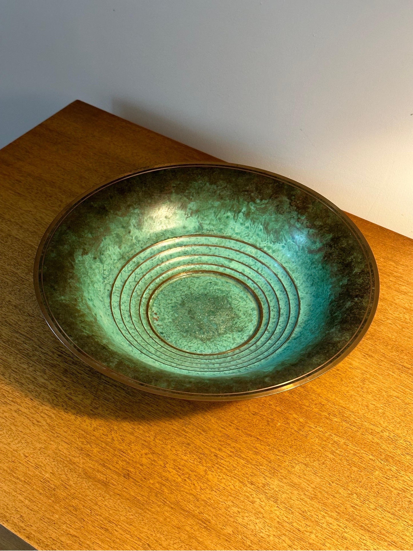 Frisman Vintage Vintage Patinated Bronze Low Bowl, Sweden, 1960s