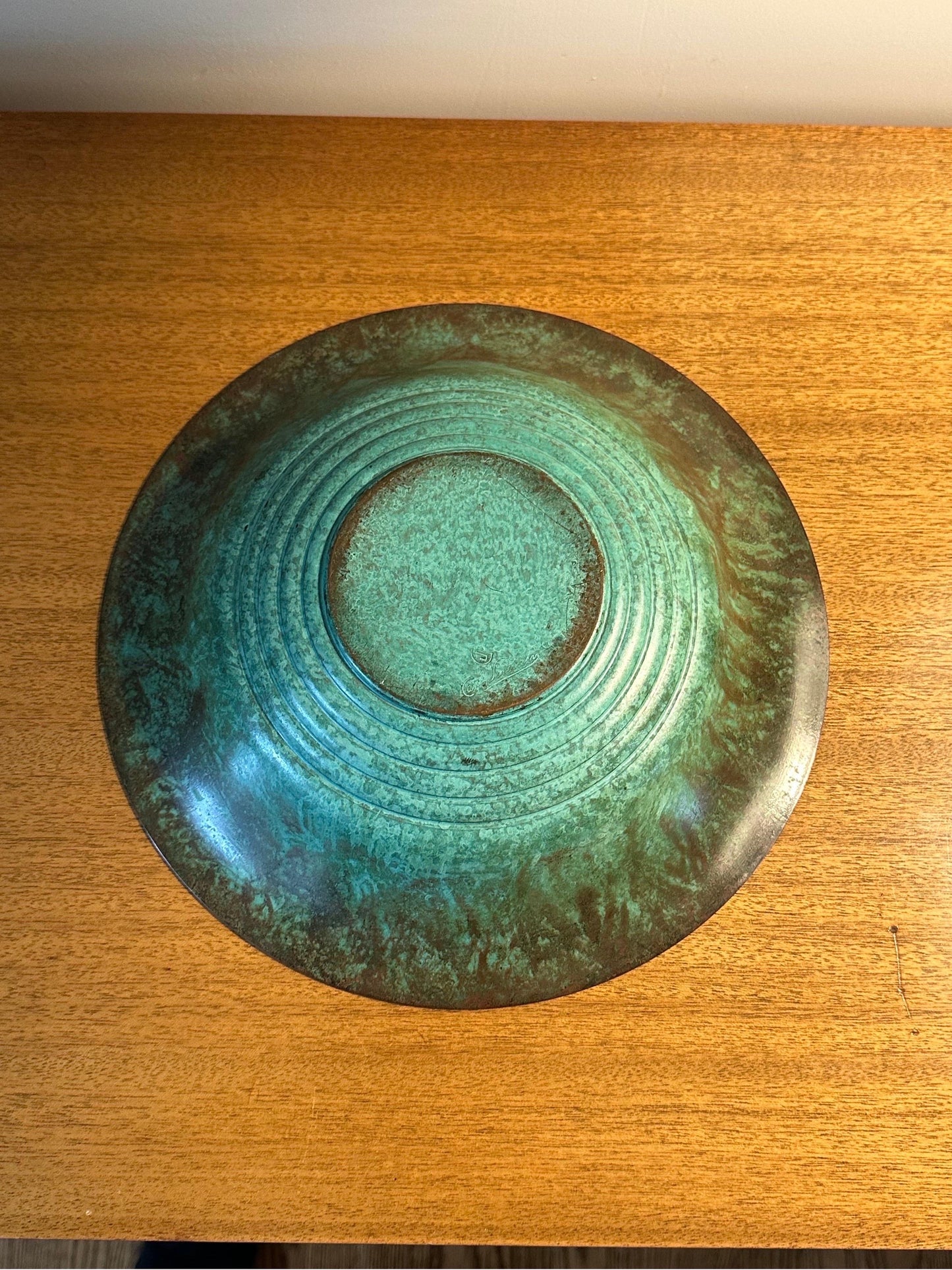 Frisman Vintage Vintage Patinated Bronze Low Bowl, Sweden, 1960s