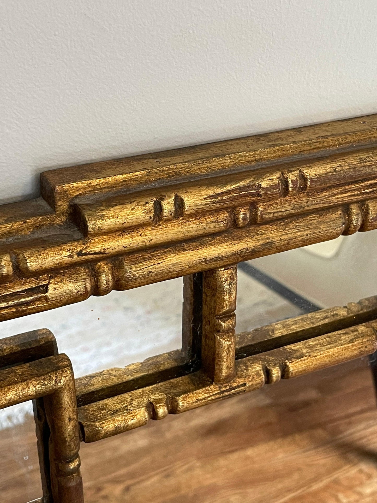 Frisman Vintage Faux Bamboo Mirror with Greek Key, Attributed to La Barge