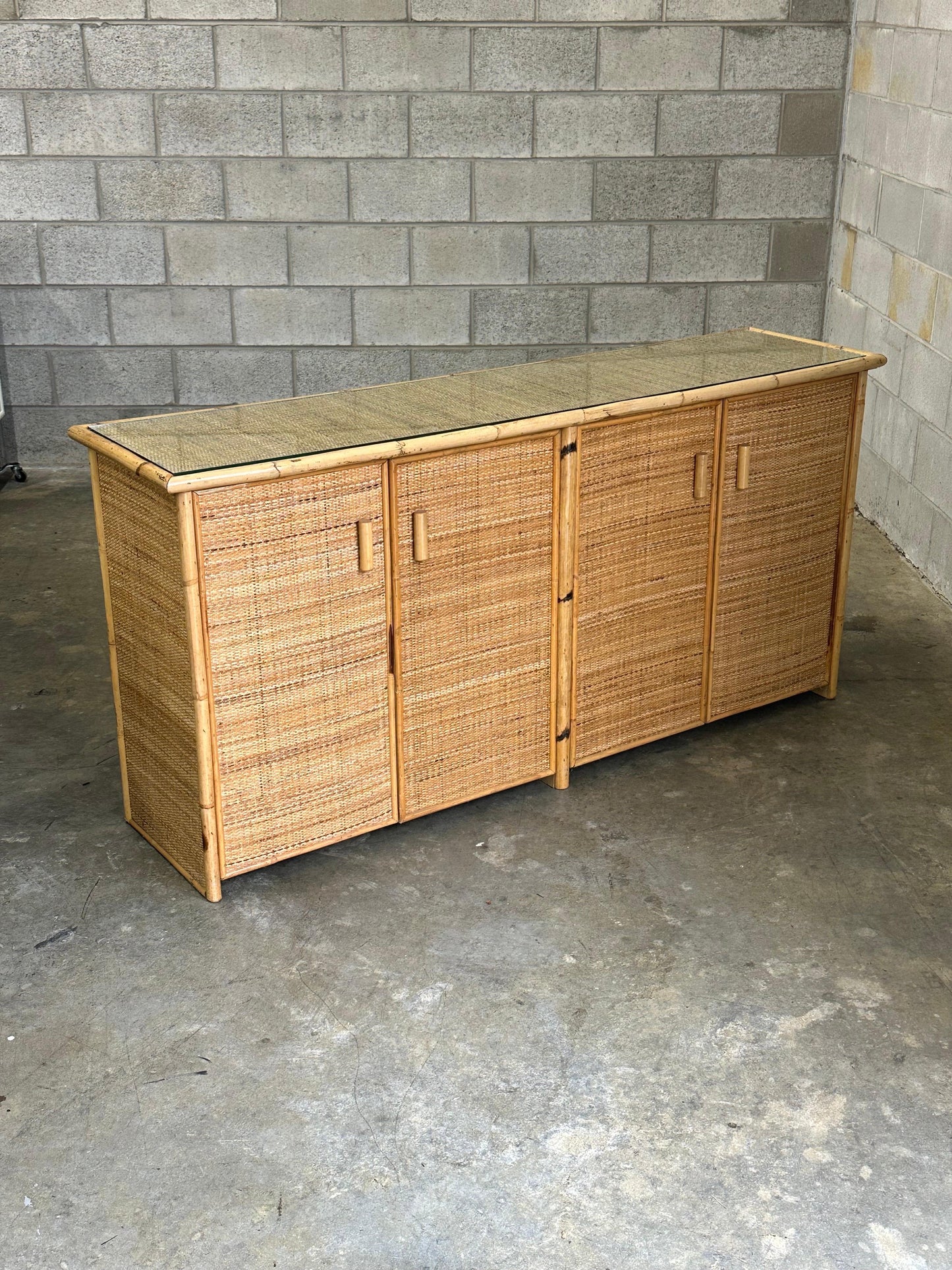 Frisman Vintage Vintage British Colonial Style Bamboo and Cane Sideboard