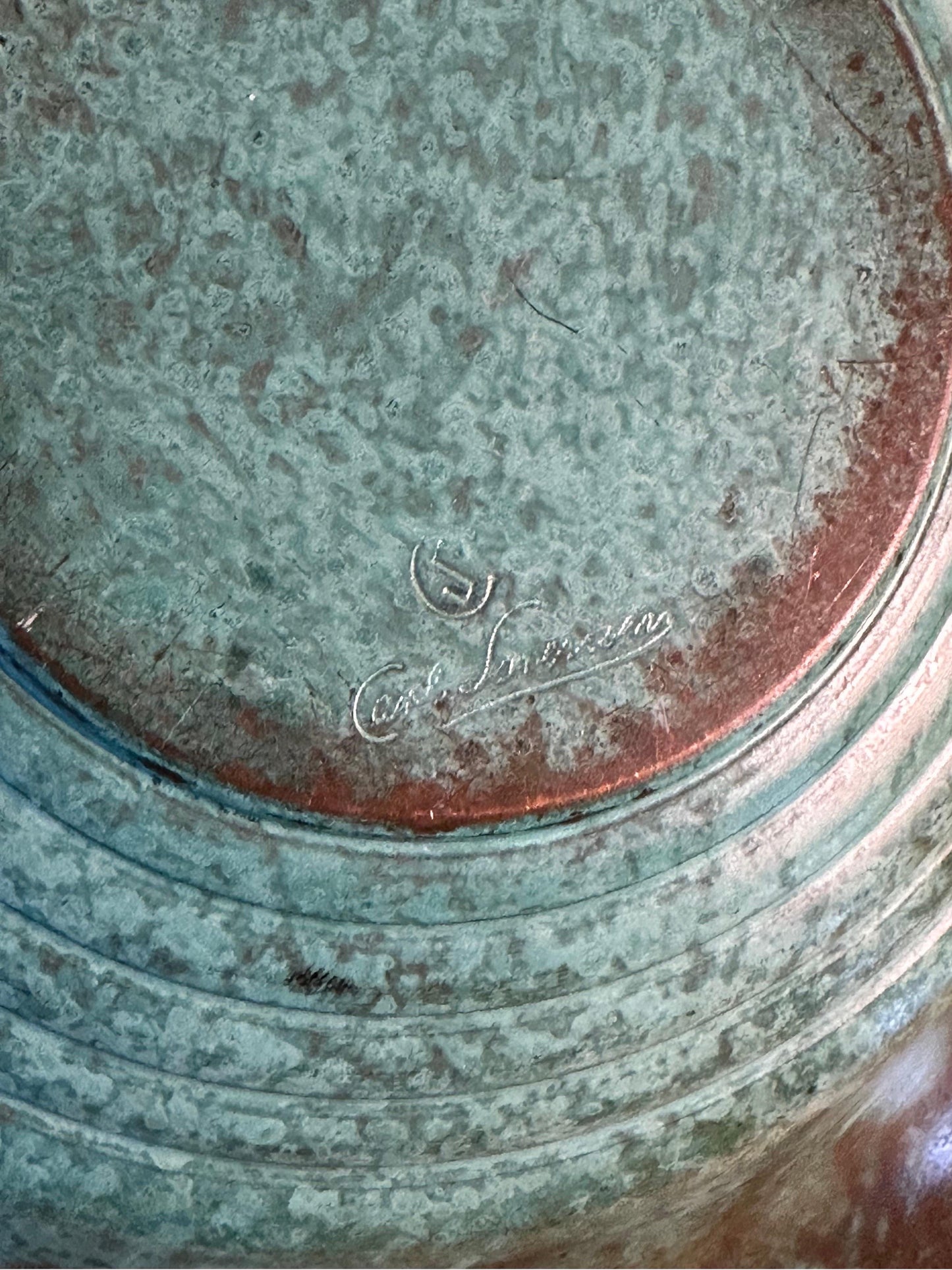 Frisman Vintage Vintage Patinated Bronze Low Bowl, Sweden, 1960s